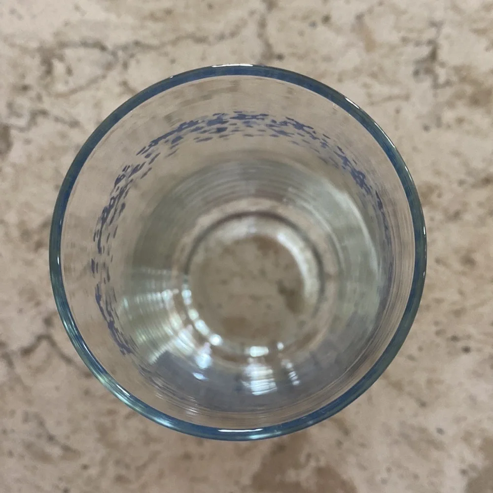 3 VINTAGE~CORELLE~BLUE HEARTS~16 OZ GLASS TUMBLER~NO CHIPS~NO CRACKS~CORNING~G13